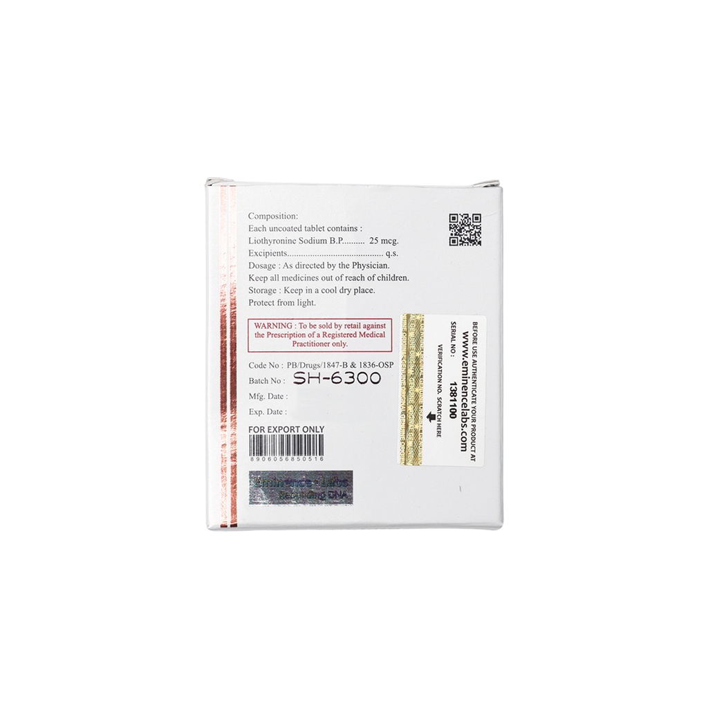 LIOPRIME (  25 MCG / TAB X 2 Blister of 25 Tablets . )